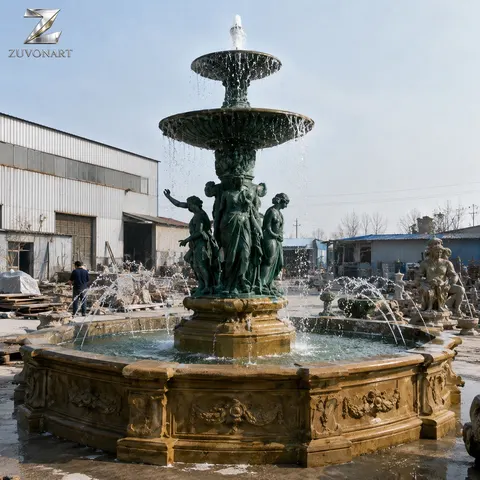 Ornamental bowls and figurative detailing create a traditional tiered fountain direction.