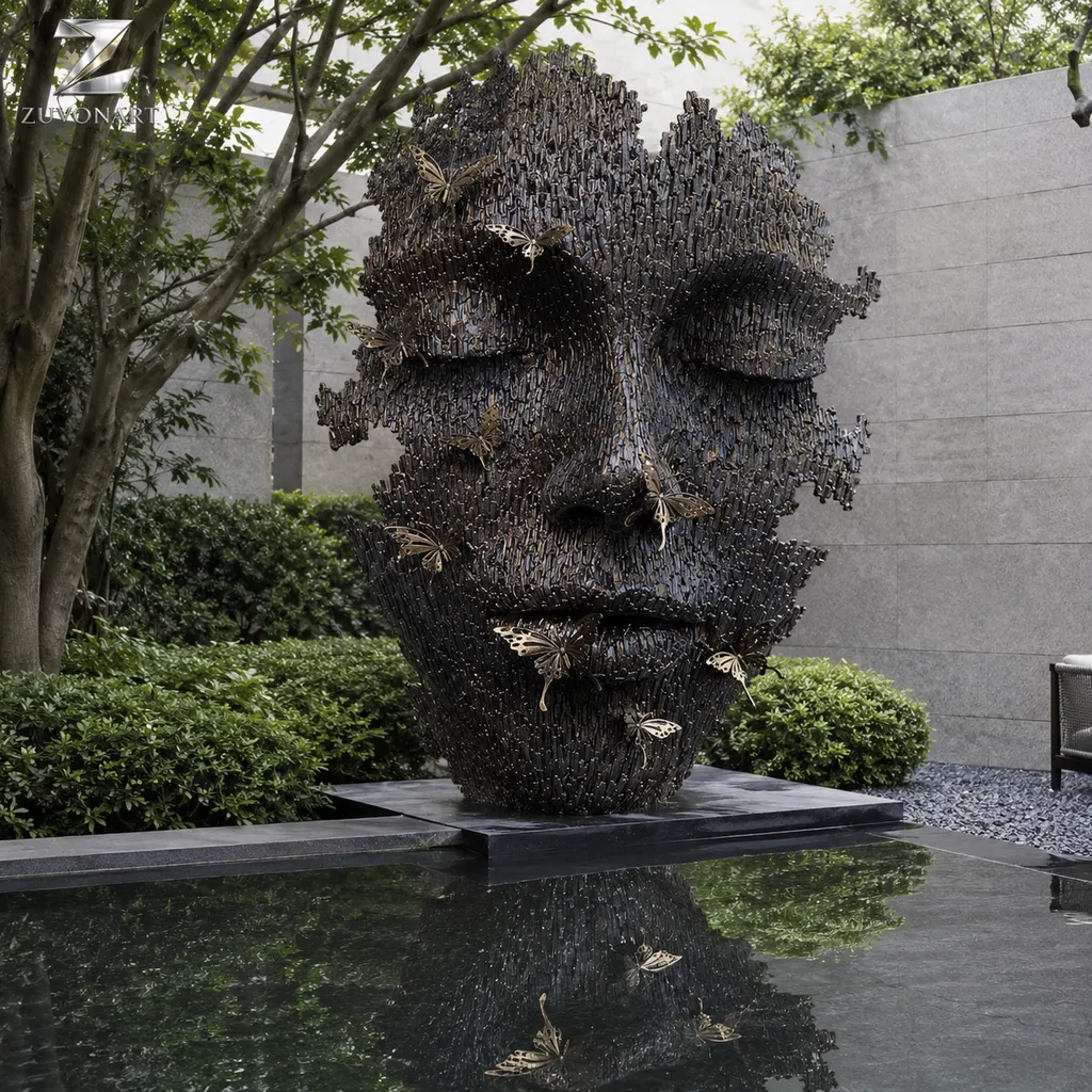 A large face-like relief is broken by irregular openwork apertures.